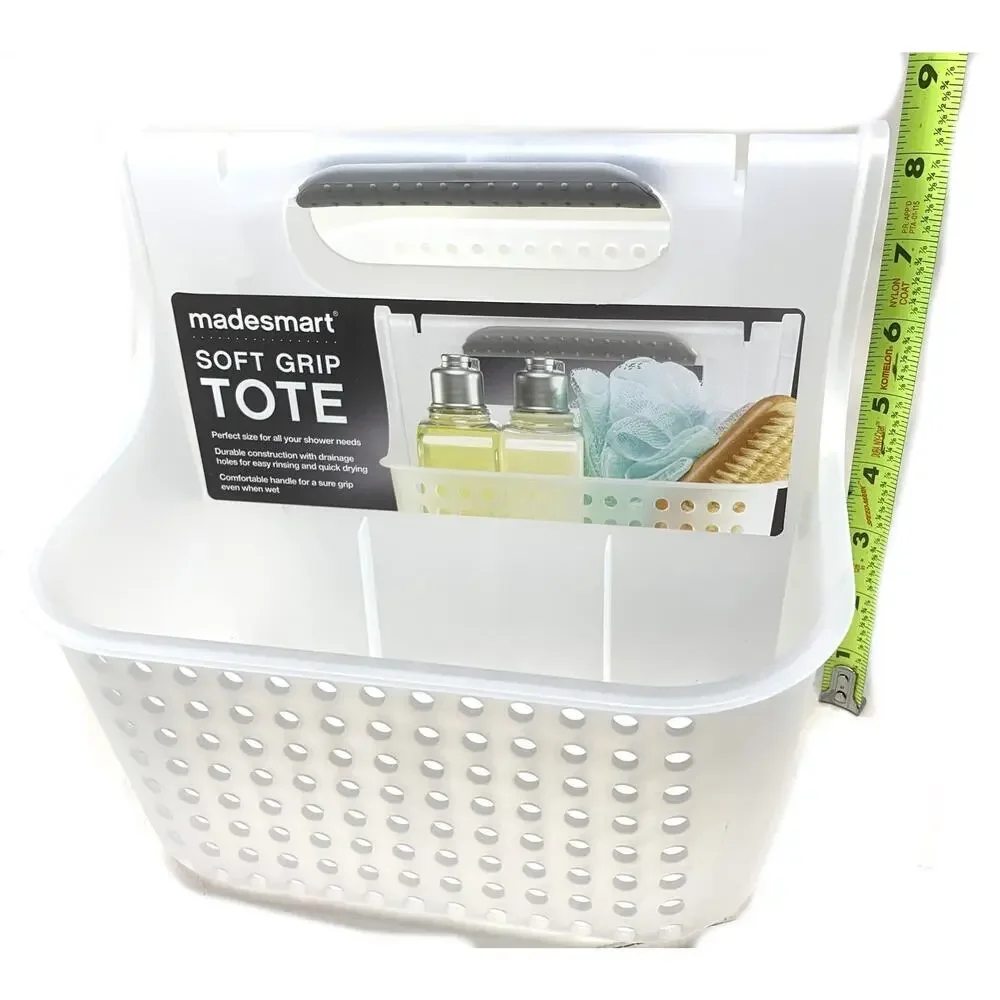 NEW Madesmart Soft Grip Shower Tote Bathroom Caddy Organizer Frosted Clear NWT